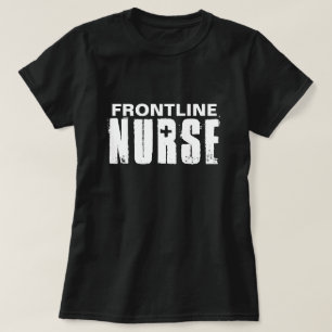 Frontline Nurse Typografie Schwarz-weiß T-Shirt