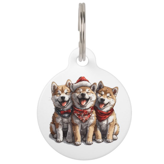 Frory Christmas Shiba Inu Hunde Haustiermarke (Vorderseite)
