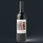 Frory Christmas Shiba Inu Santa Dogs Weinetikett<br><div class="desc">Niedliche Abbildung der Shiba Inu Hunde,  die Weihnachtsfertig sind. Ideal für Hundeliebhaber und Hundeeltern während der Ferienzeit.</div>