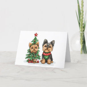 Frory Christmas Yorkie Dogs Feiertagskarte