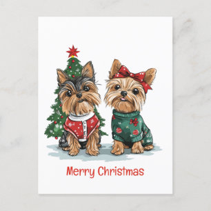 Frory Christmas Yorkie Dogs Feiertagspostkarte