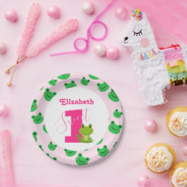 Frosch 1. Geburtstag Party Mädchen liefert Papier Pappteller