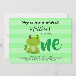 Frosch 1. Geburtstag Party Streifen Einladung