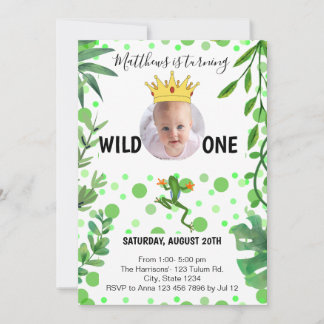 Frosch 1. Geburtstag Prinzen Baby Kids Party Einladung