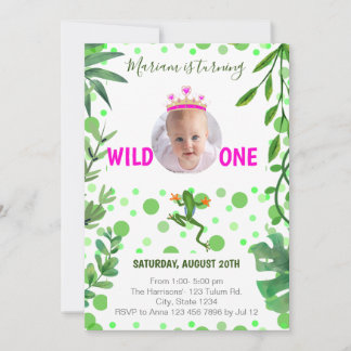 Frosch 1. Geburtstag Prinzessin Baby Kids Party Einladung
