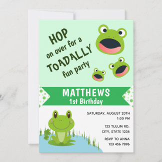 Frosch 1. Geburtstag Toadally Baby Party 1 Jahr Einladung