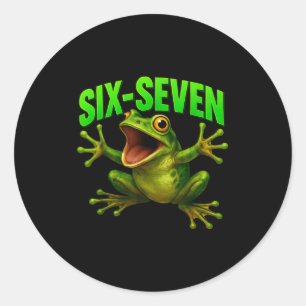 Frosch 67 Meme Six Seven Lustig Gen Alpha  Runder Aufkleber