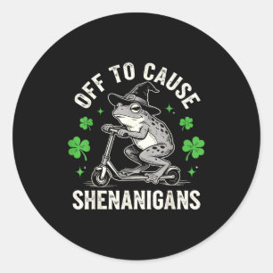 Frosch ab, um St. Patrick's Day Unfug zu verursach Runder Aufkleber