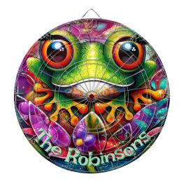 Frosch Abstrakte Blütenfrösche Personalisiert Dartscheibe