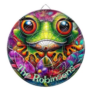 Frosch Abstrakte Blütenfrösche Personalisiert Dartscheibe