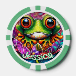 Frosch Abstrakte Blütenfrösche Personalisiert Pokerchips