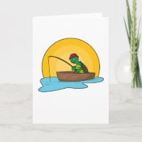 Frosch als Angler im Boot