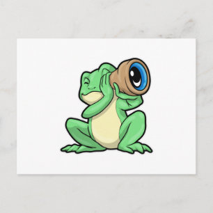 Frosch als Astronom mit Teleskop Postkarte