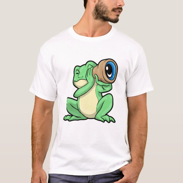 Frosch als Astronomie mit Teleskop T-Shirt (Vorderseite)