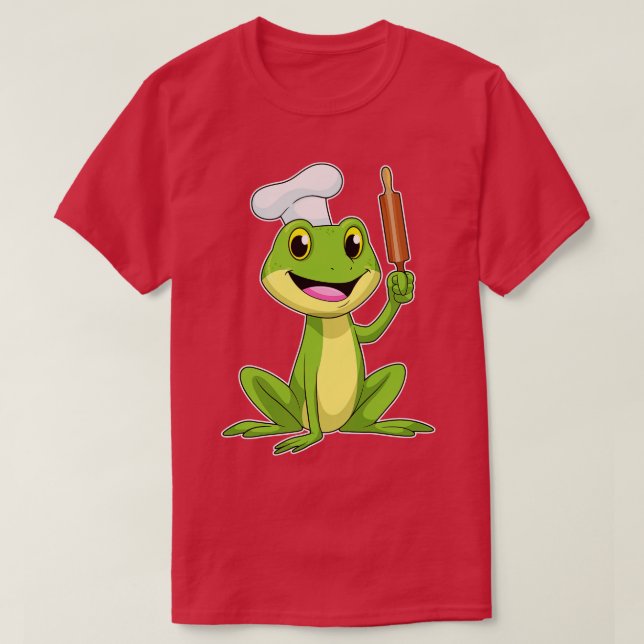 Frosch als Baker mit Button-Rolling-Kochmütze T-Shirt (Design vorne)