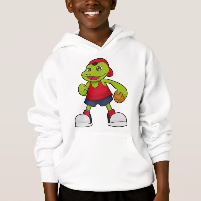 Frosch als Basketballspieler mit Basketball Hoodie (Vorderseite)
