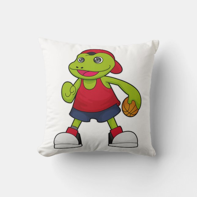 Frosch als Basketballspieler mit Basketball Kissen (Vorderseite)