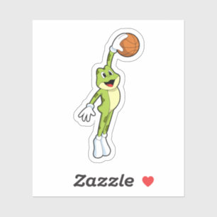 Frosch als Basketballspieler mit Basketball.PNG Aufkleber