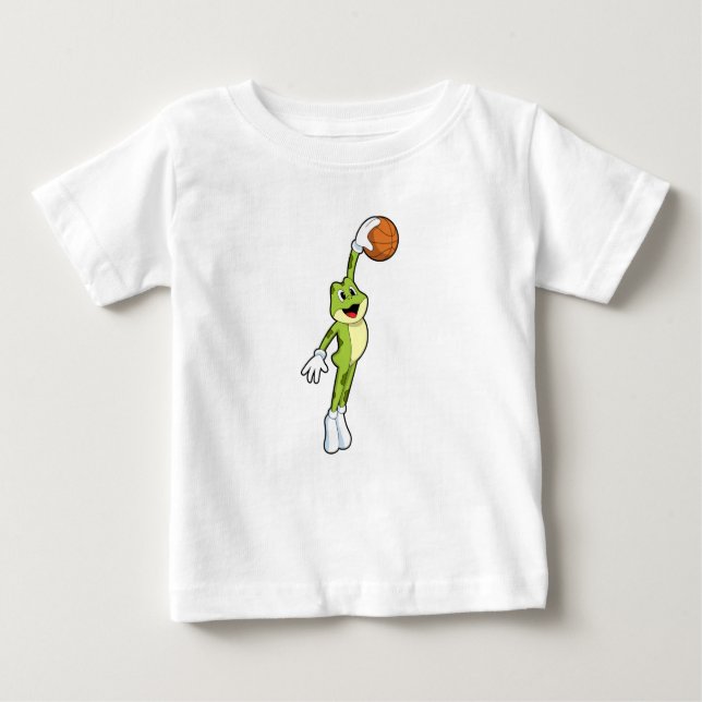 Frosch als Basketballspieler mit Basketball.PNG Baby T-shirt (Vorderseite)