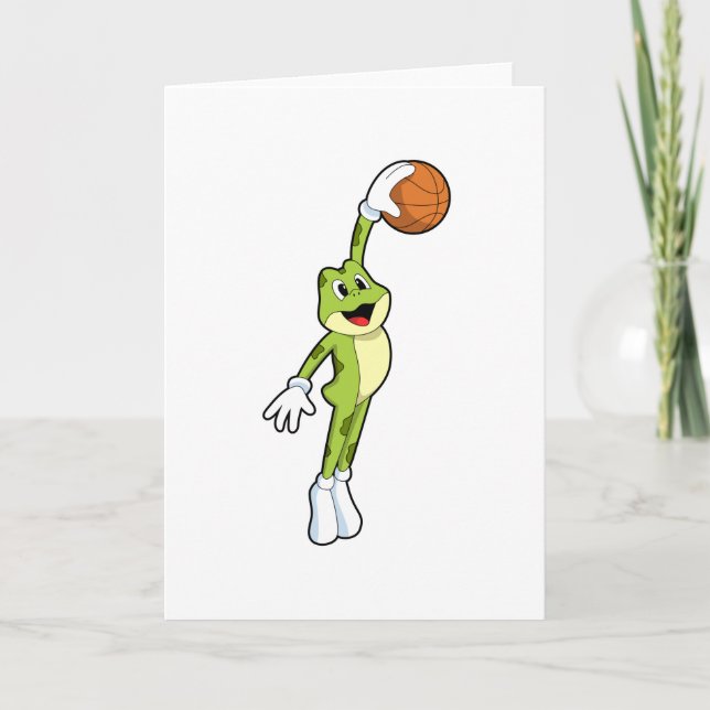 Frosch als Basketballspieler mit Basketball.PNG Karte (Vorderseite)