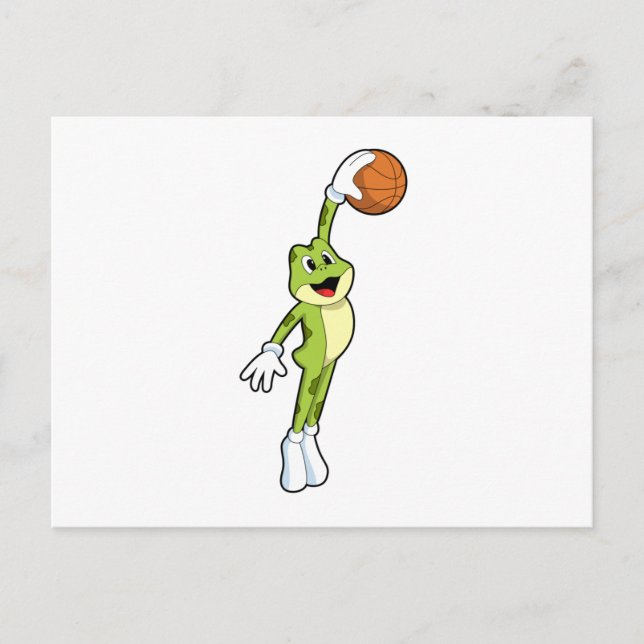 Frosch als Basketballspieler mit Basketball.PNG Postkarte (Vorderseite)