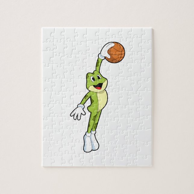 Frosch als Basketballspieler mit Basketball.PNG Puzzle (Vertikal)