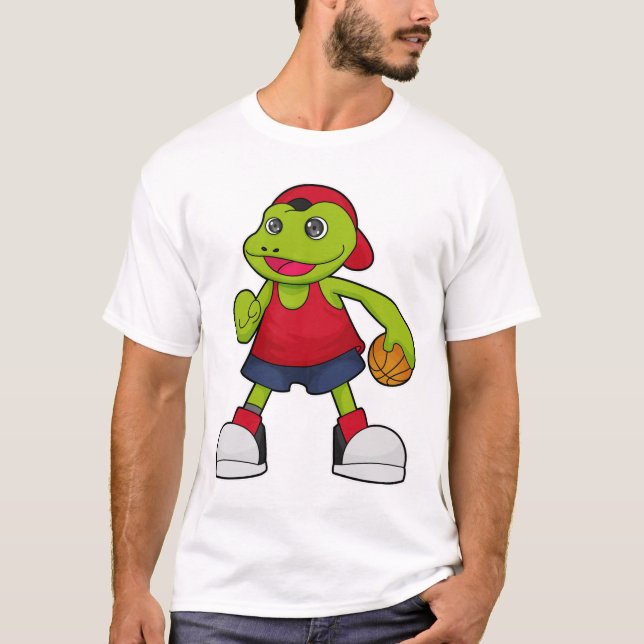 Frosch als Basketballspieler mit Basketball T-Shirt (Vorderseite)