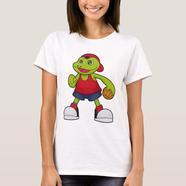 Frosch als Basketballspieler mit Basketball T-Shirt (Vorderseite)