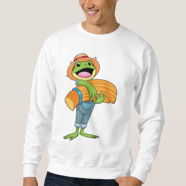 Frosch als Bauer mit Stroh Sweatshirt (Vorderseite)