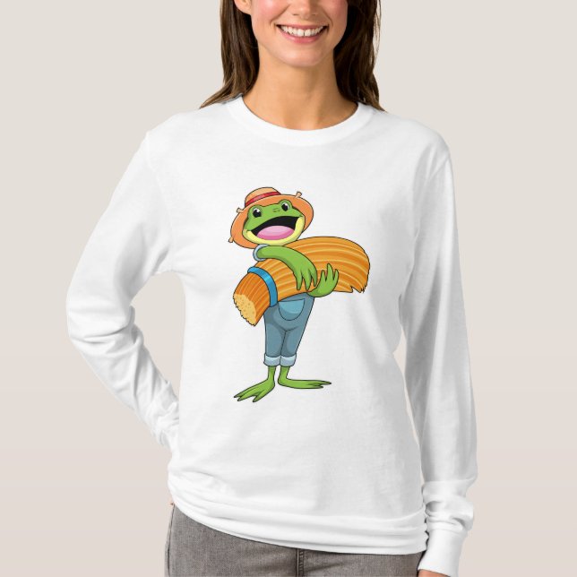 Frosch als Bauer mit Stroh T-Shirt (Vorderseite)
