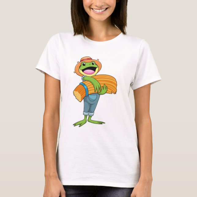 Frosch als Bauer mit Stroh T-Shirt (Vorderseite)