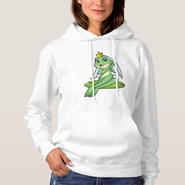 Frosch als Braut bei Hochzeit mit Krone Hoodie (Vorderseite)