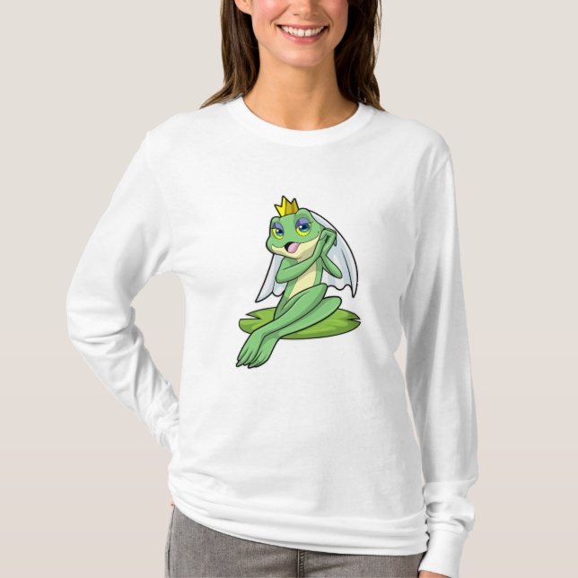 Frosch als Braut bei Hochzeit mit Krone T-Shirt (Vorderseite)