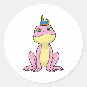 Frosch als Einhorn Runder Aufkleber