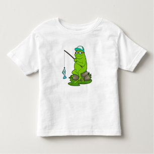Frosch als Fisher mit Angelrute & Fisch Kleinkind T-shirt