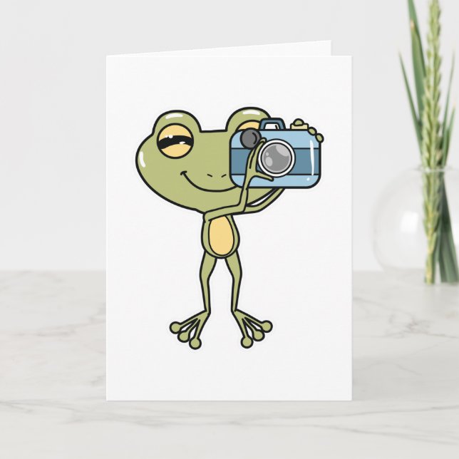 Frosch als Fotograf mit Kamera Karte (Vorderseite)