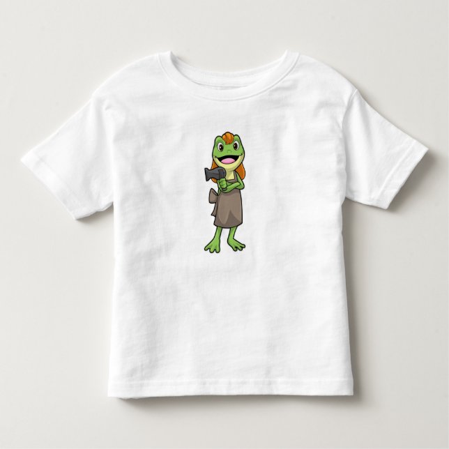 Frosch als Friseur mit Haartrockner Kleinkind T-shirt (Vorderseite)