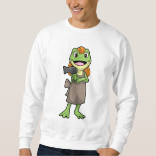 Frosch als Friseur mit Haartrockner Sweatshirt