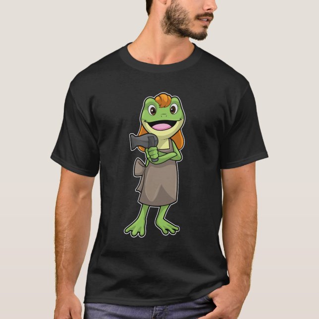 Frosch als Friseur mit Haartrockner T-Shirt