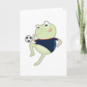 Frosch als Fußballspieler mit Fußball Karte