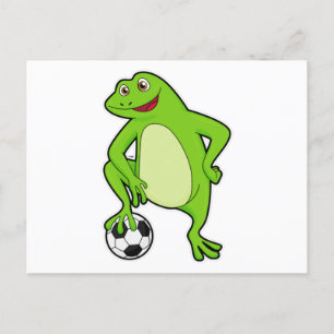 Frosch als Fußballspieler mit Fußball Postkarte