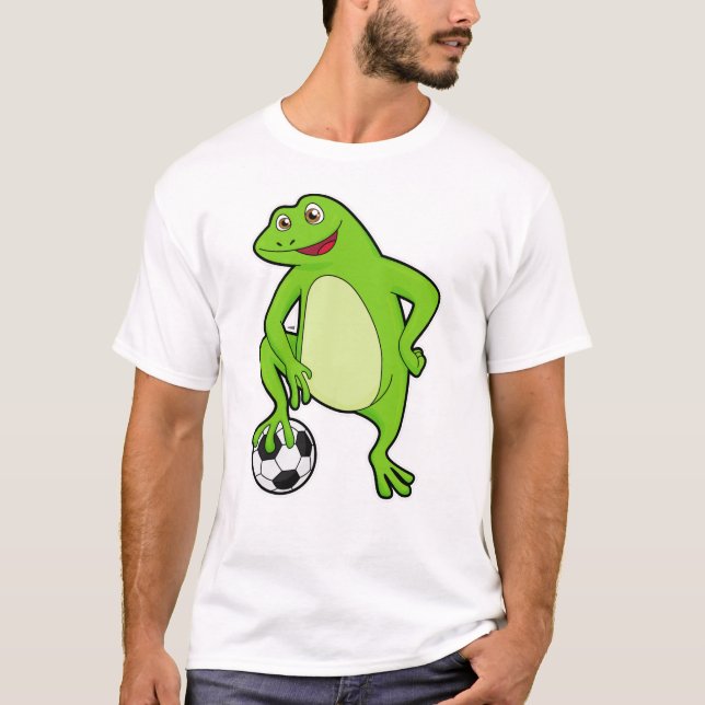 Frosch als Fußballspieler mit Fußball T-Shirt (Vorderseite)