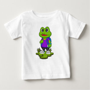 Frosch als Hiker mit Rucksack Baby T-shirt