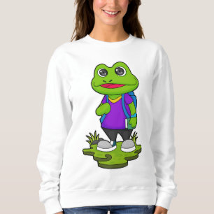 Frosch als Hiker mit Rucksack Sweatshirt