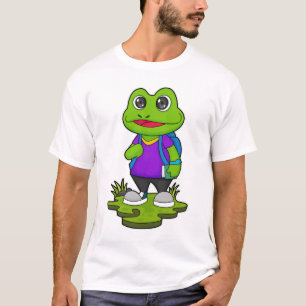 Frosch als Hiker mit Rucksack T-Shirt