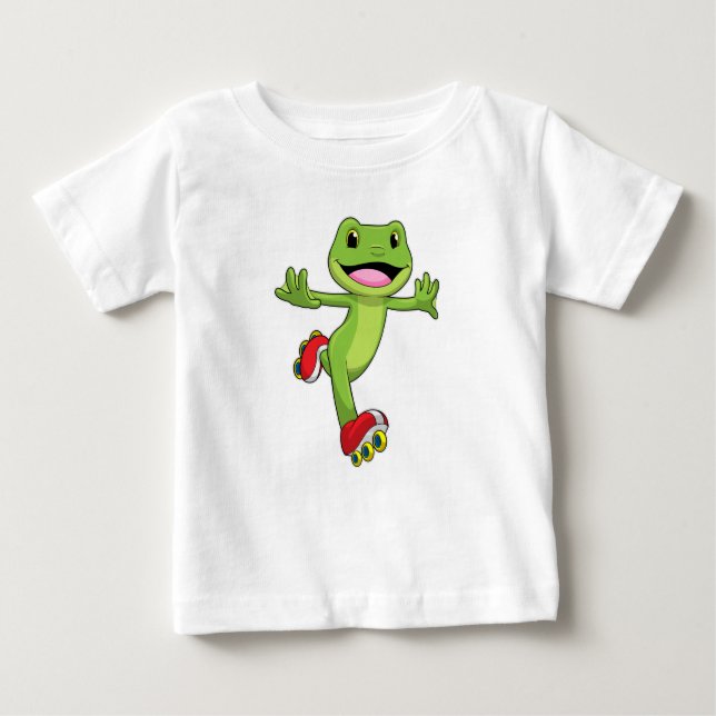 Frosch als Inline-Skater mit Roller-Skaten Baby T-shirt (Vorderseite)