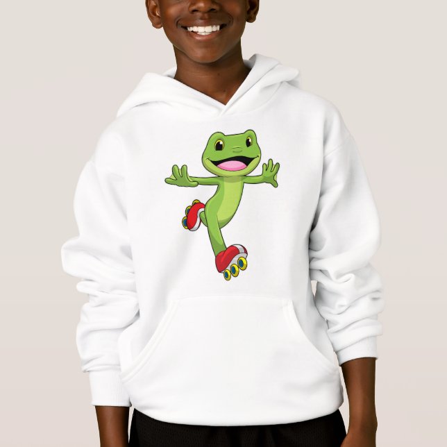 Frosch als Inline-Skater mit Roller-Skaten Hoodie (Vorderseite)