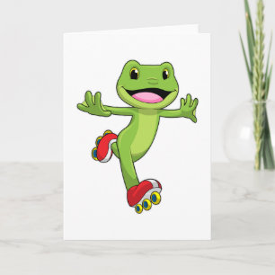 Frosch als Inline-Skater mit Roller-Skaten Karte