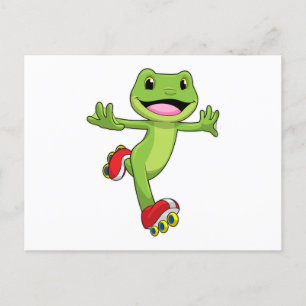Frosch als Inline-Skater mit Roller-Skaten Postkarte