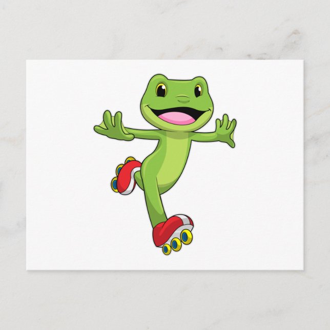 Frosch als Inline-Skater mit Roller-Skaten Postkarte (Vorderseite)